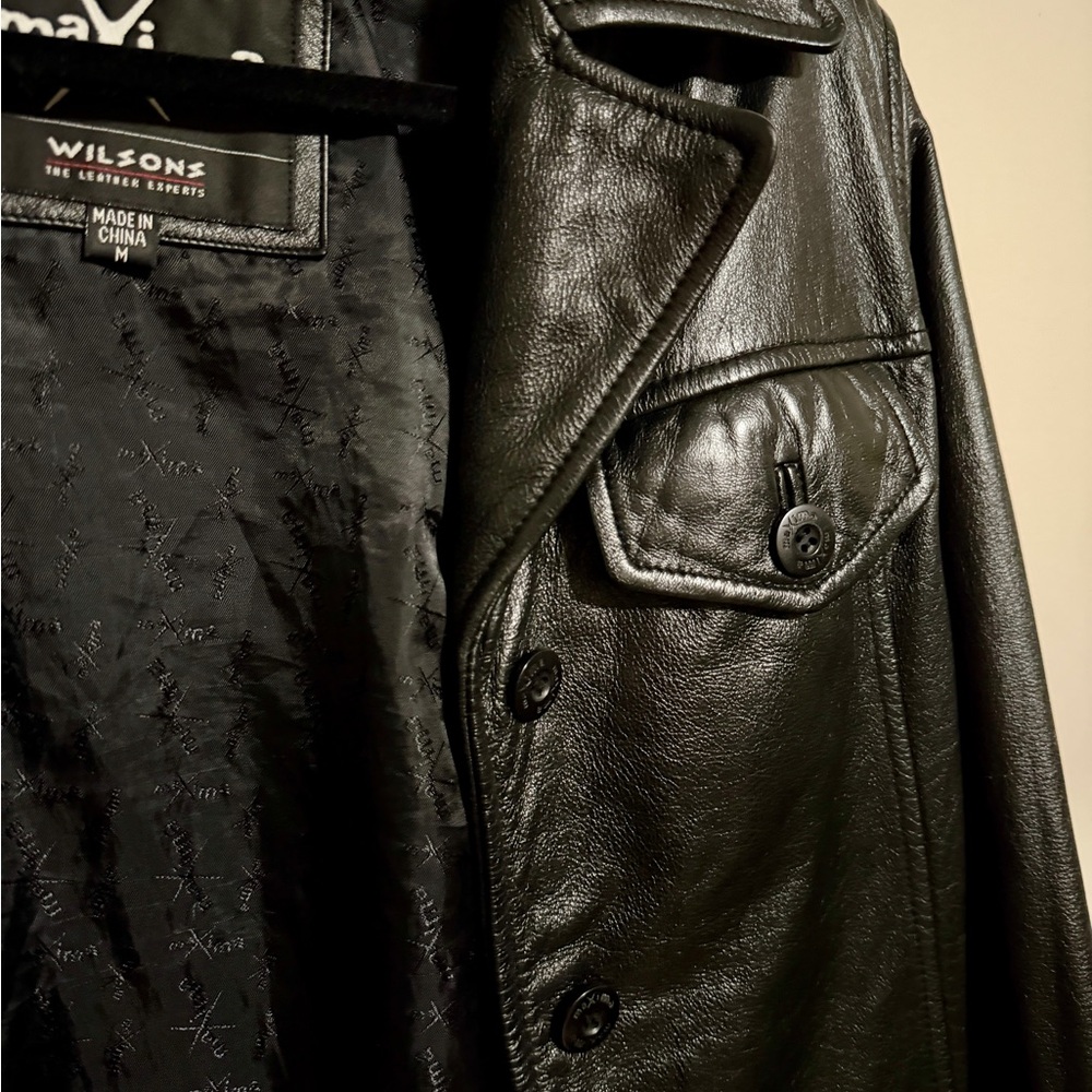 Vintage Wilson’s Maxima y2k leather cropped trench coat size small - Picture 3 of 8